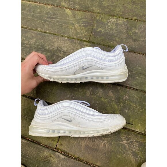 Nike Air Max 97 Triple White Wolf Gray Running Shoes 921826-101 Men’s - Sz 10.5 - Picture 5 of 9